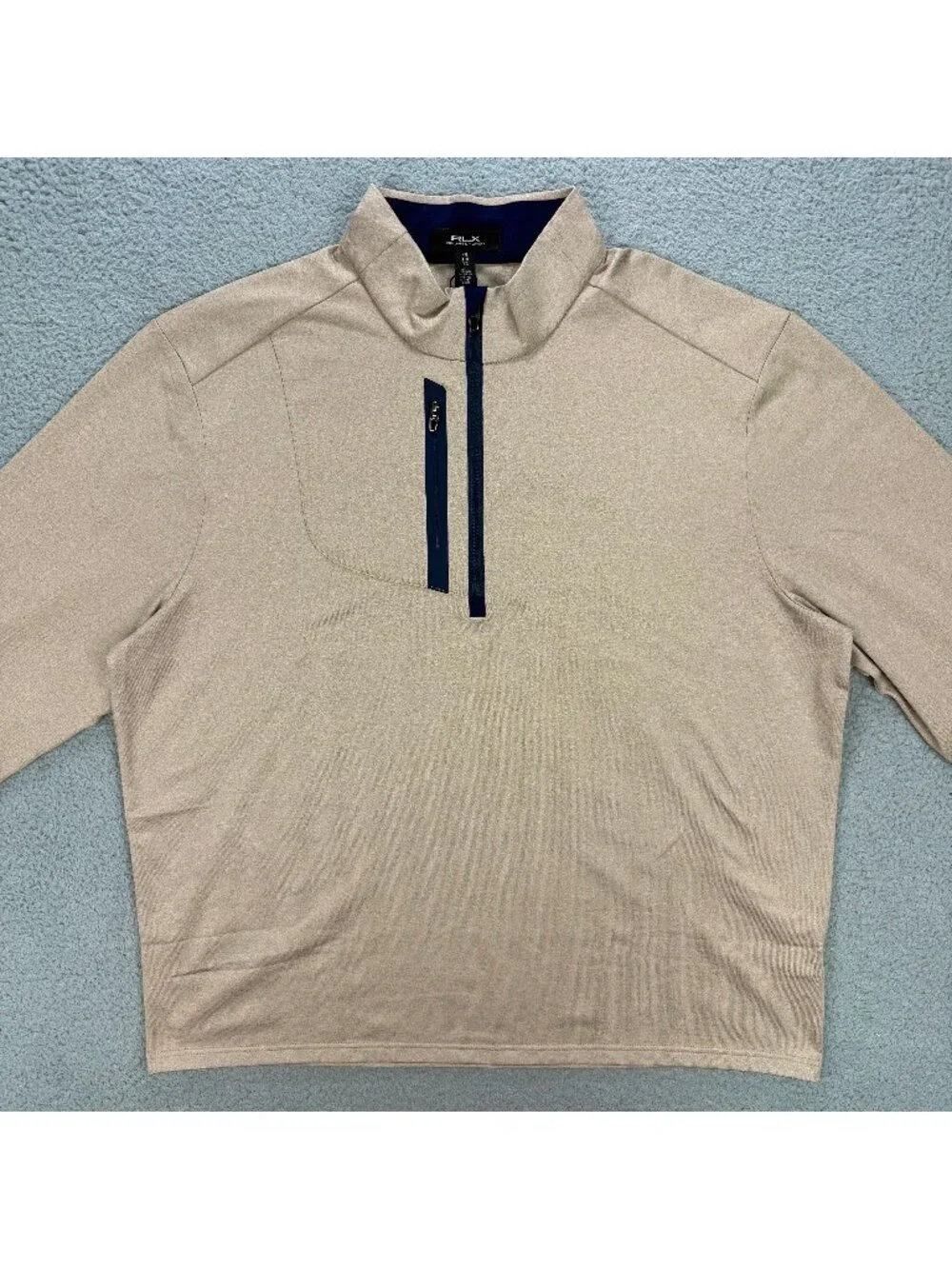 RLX Ralph Lauren Sweater Men XXL 2XL Beige Performance Jersey 1/4 Zip Golf Shirt